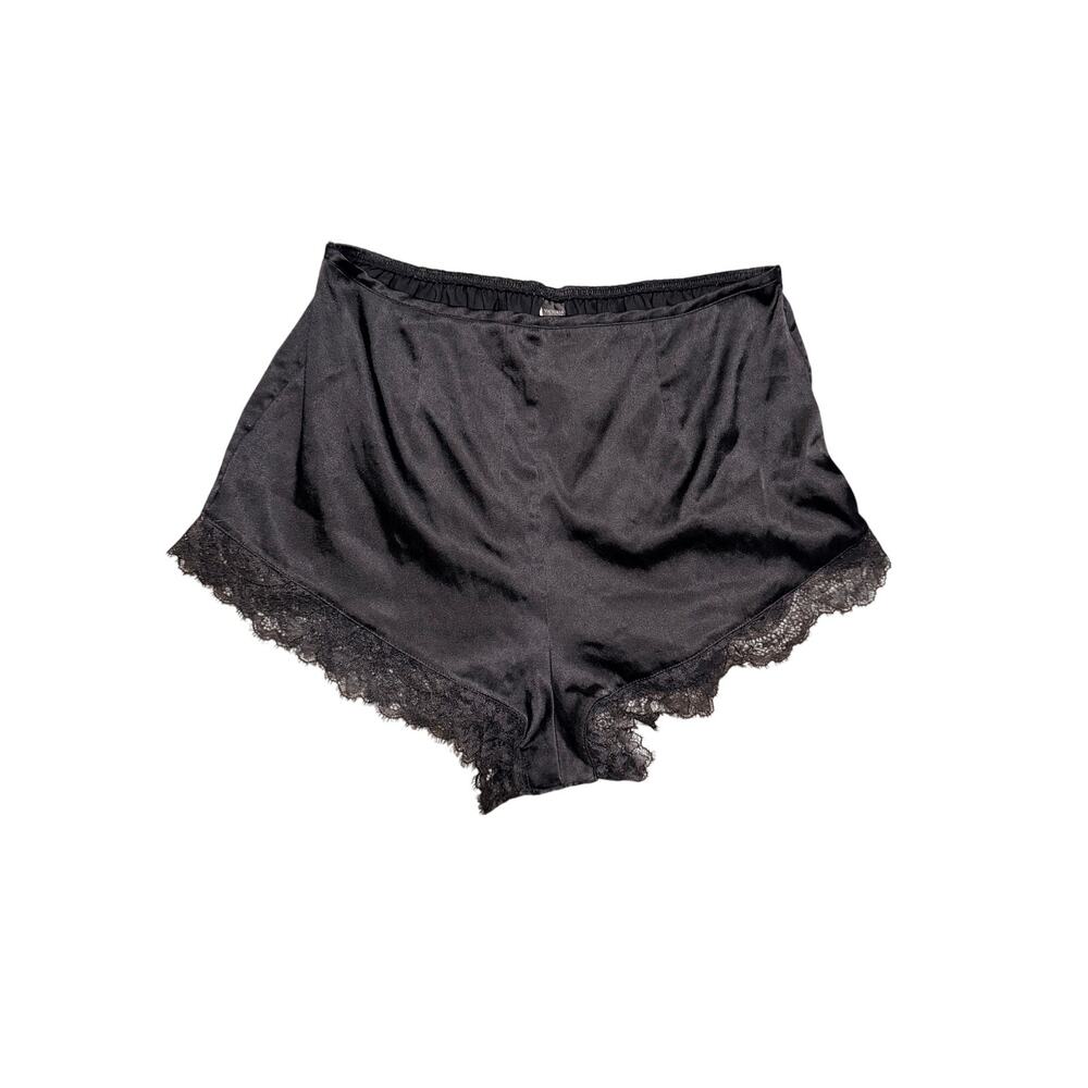 Victoriaβs Secret Black Satin Lace Trim Sleep Shorts β XS